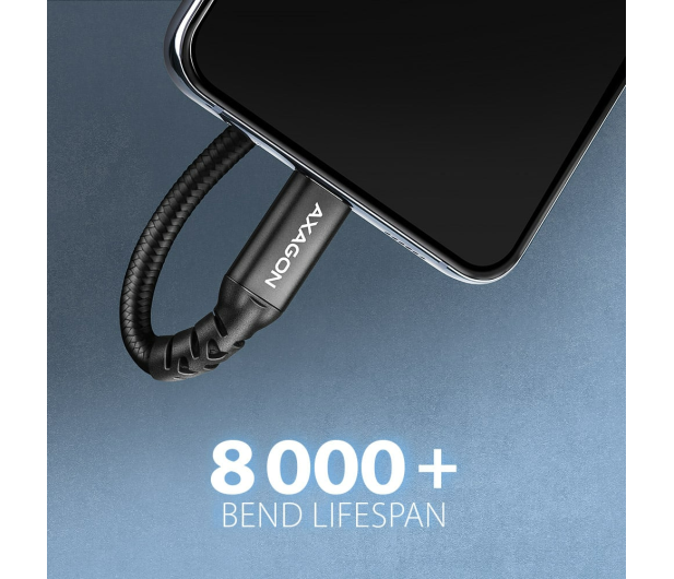 AXAGON BUCM32-CF05AB Kabel przedłużacz Gen2 USB-C - USB-C 0.5m, 5A, 20Gbps, PD 240W, oplot, czarny - 1353479 - zdjęcie 2